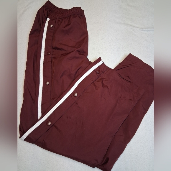 R&R sport Pants - Y2K Womens Burgundy Snap Button Joggers
